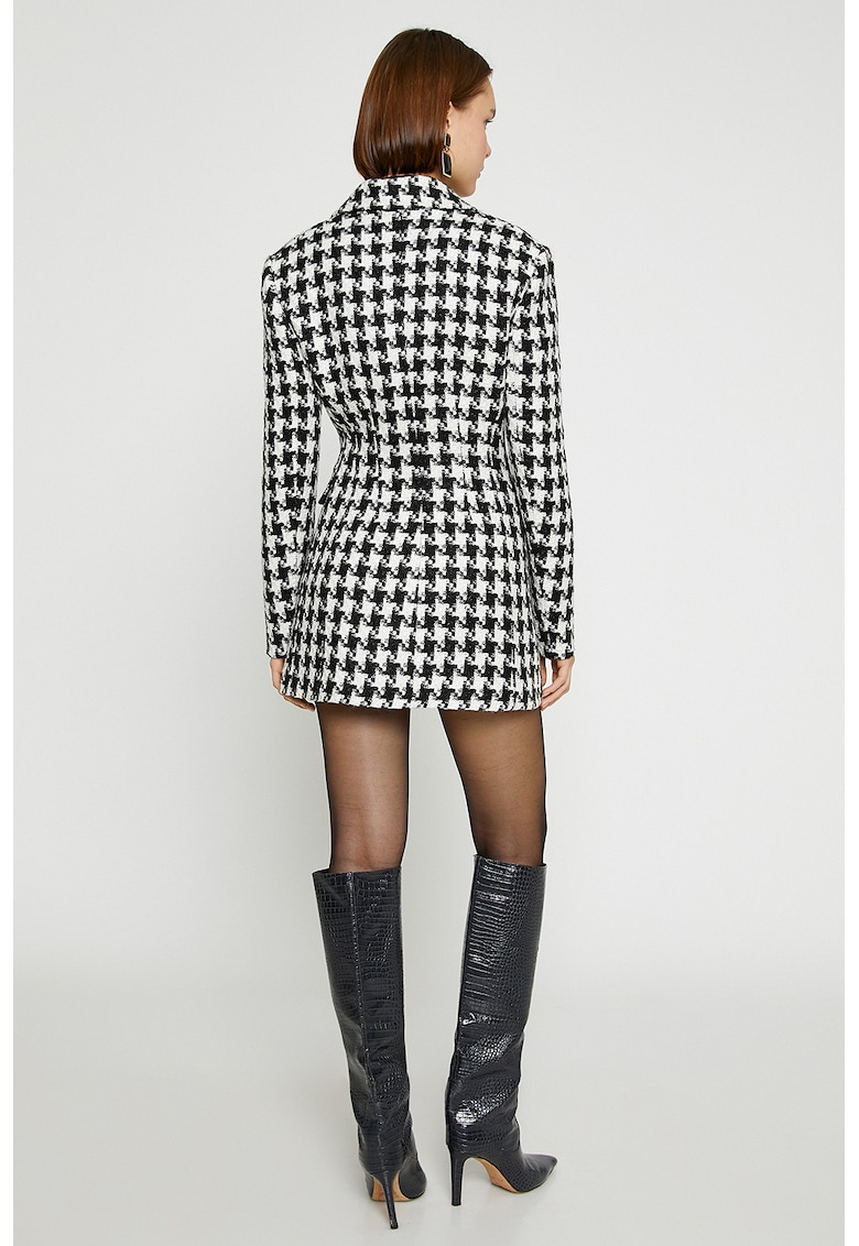 Rochie-sacou cu model houndstooth