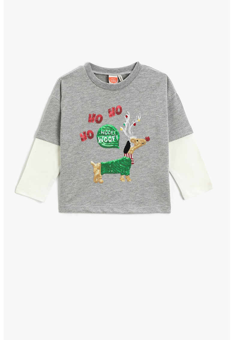 Bluza cu maneci contrastante si paiete
