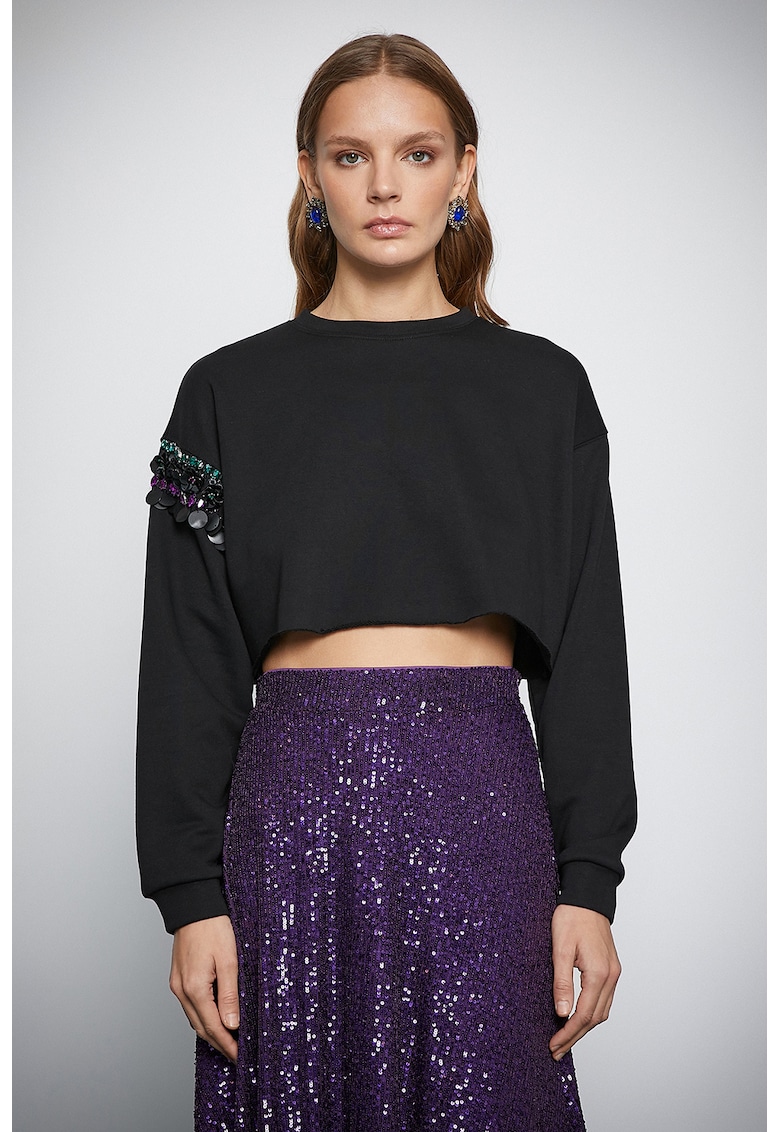 Bluza crop cu paiete