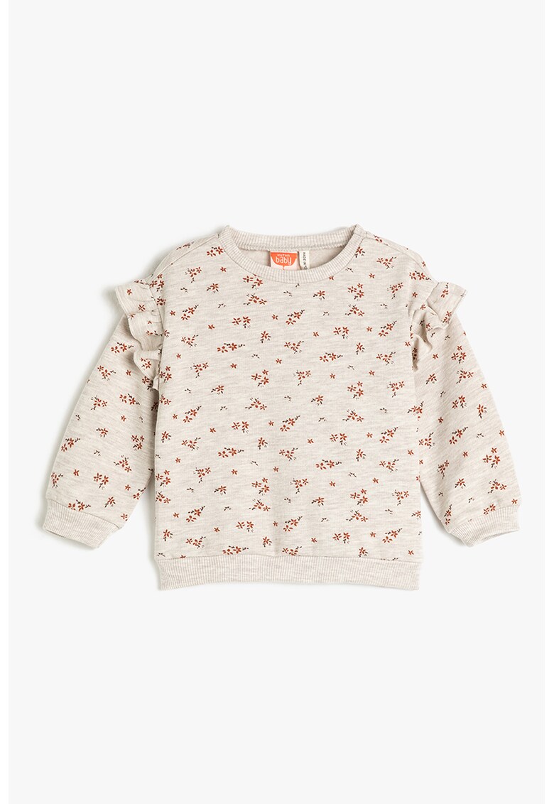 Bluza de trening cu imprimeu floral si volane
