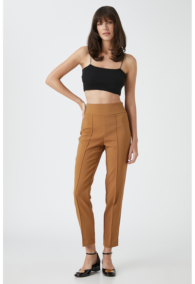 Pantaloni crop cu talie inalta