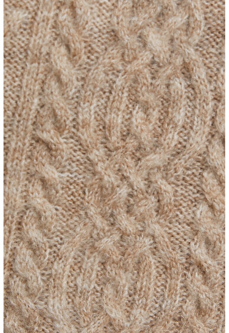 Vesta din tricot cu model torsade si decolteu la baza gatului