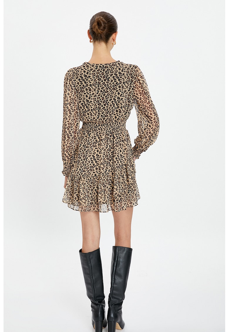 Rochie mini evazata cu model cu animal print