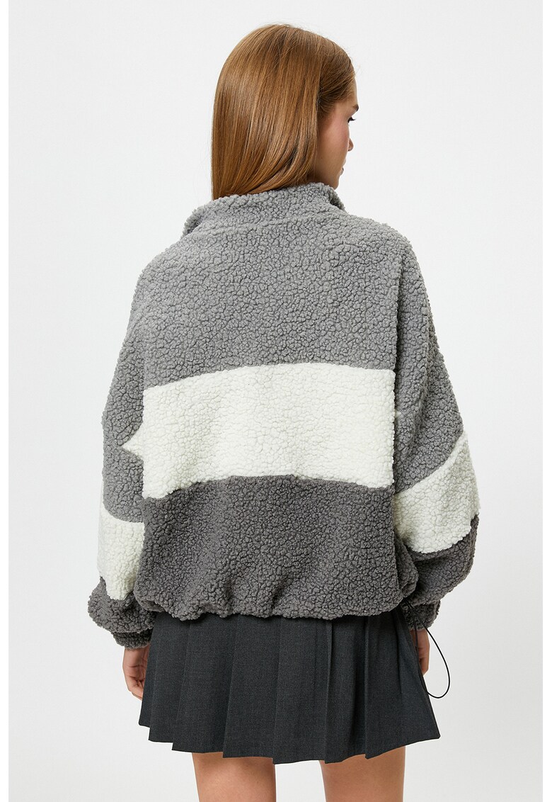 Bluza de trening din material teddy cu maneci cazute