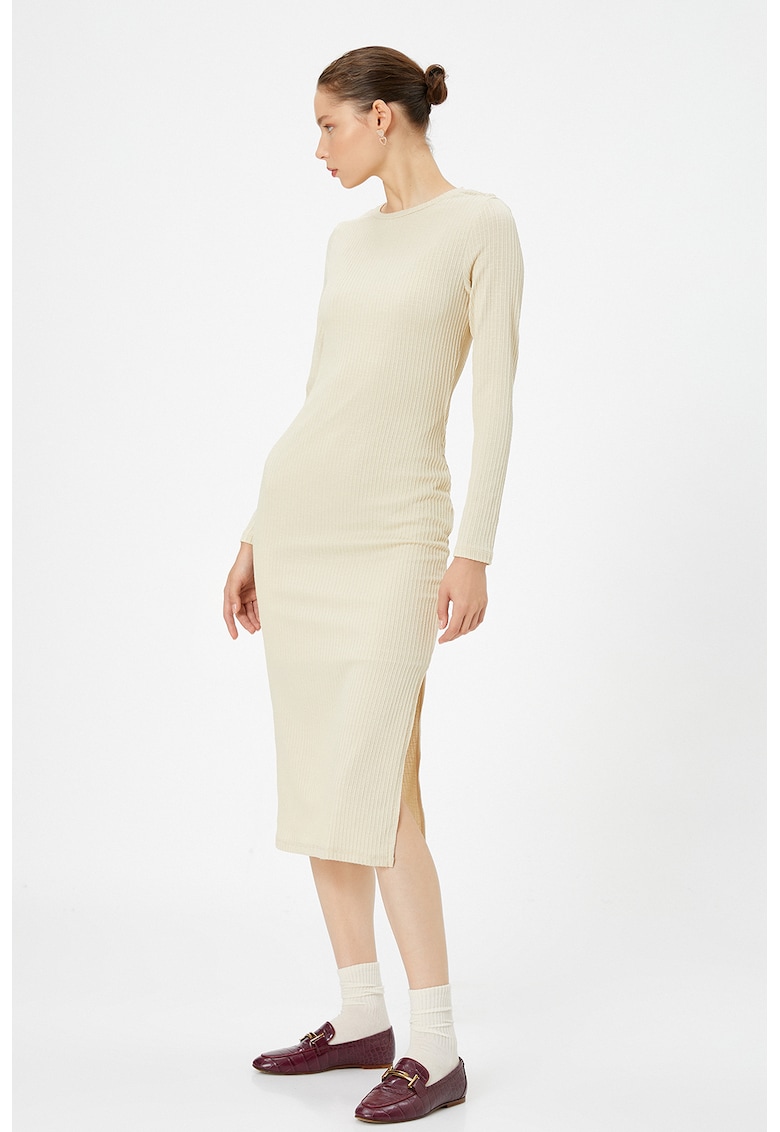 Rochie midi striata cu slit lateral