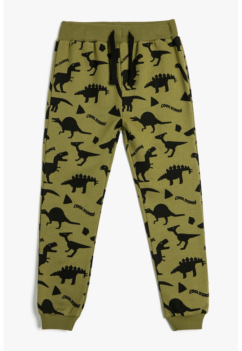Pantaloni de trening cu snur si dinozaur