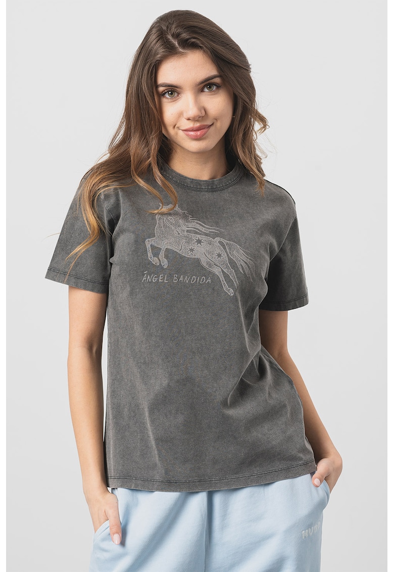 Tricou de bumbac cu imprimeu grafic Damacia