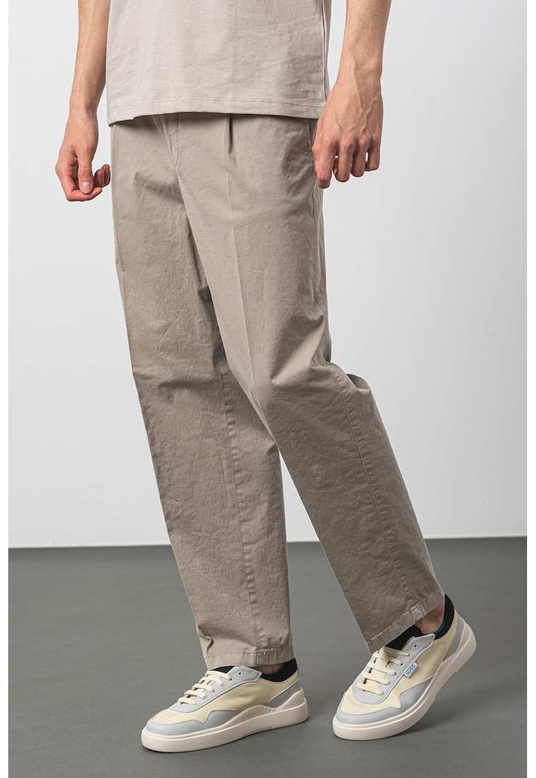 Pantaloni lungi din bumbac cu model uni