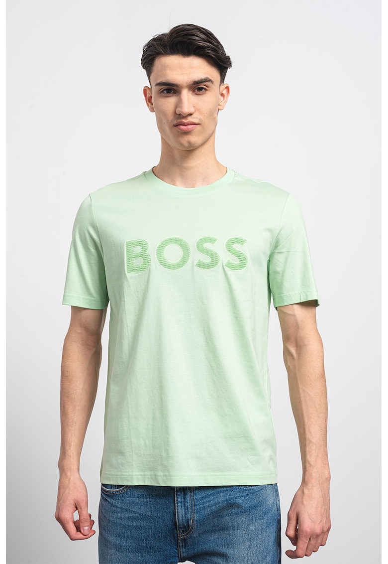 Tricou din bumbac cu imprimeu logo - Verde lime/Verde menta