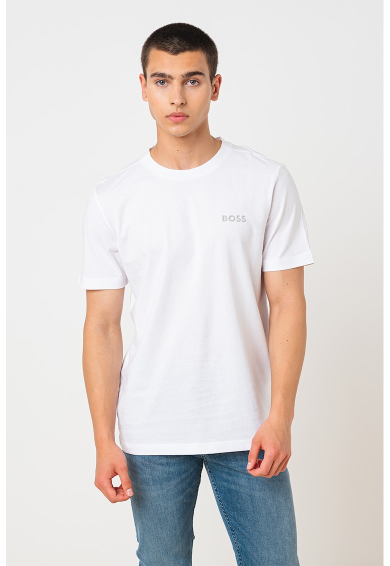 Тениска от памук с овално деколте и лого
