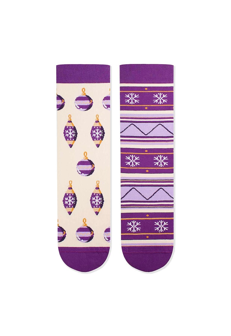 Sosete bumbac de craciun Arty Socks Globuri Violet