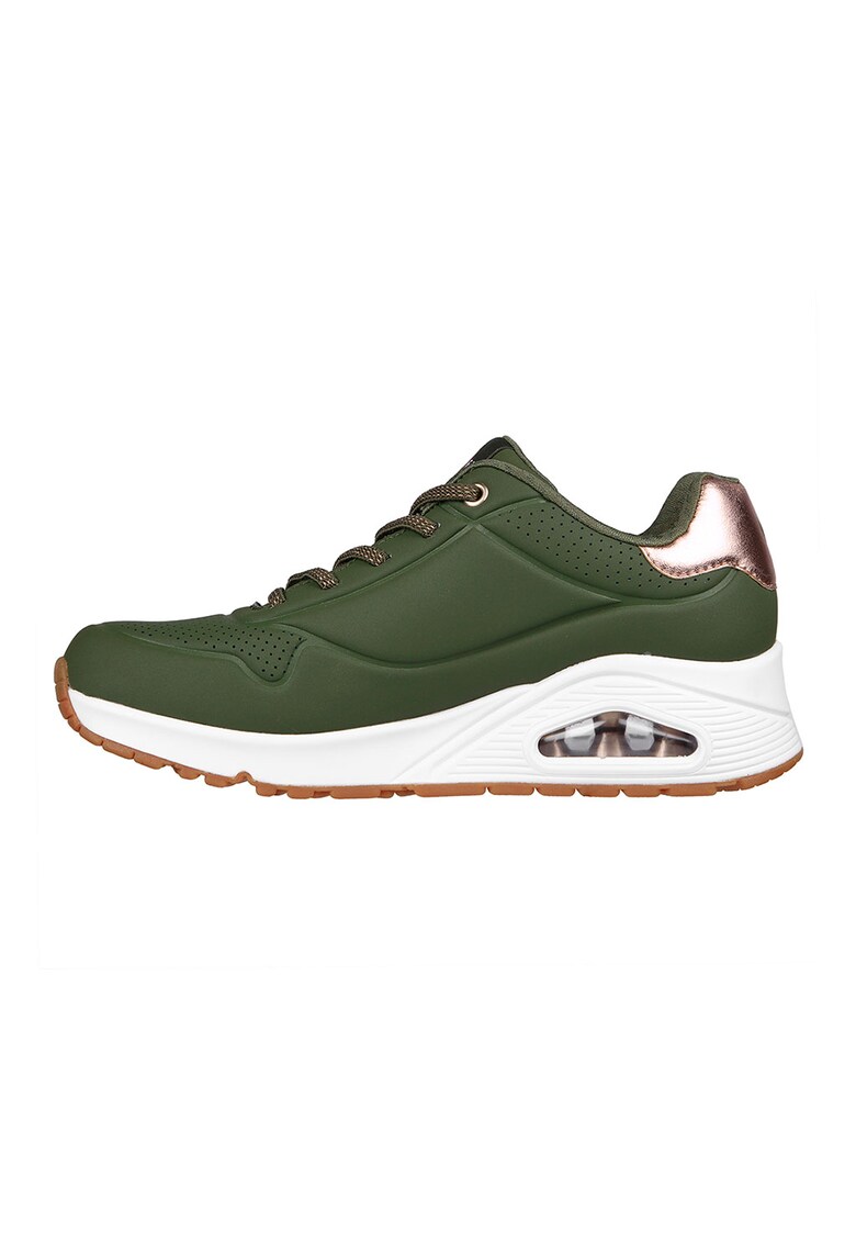 Pantofi sport de piele ecologica Uno Shimmer Away - Verde masliniu