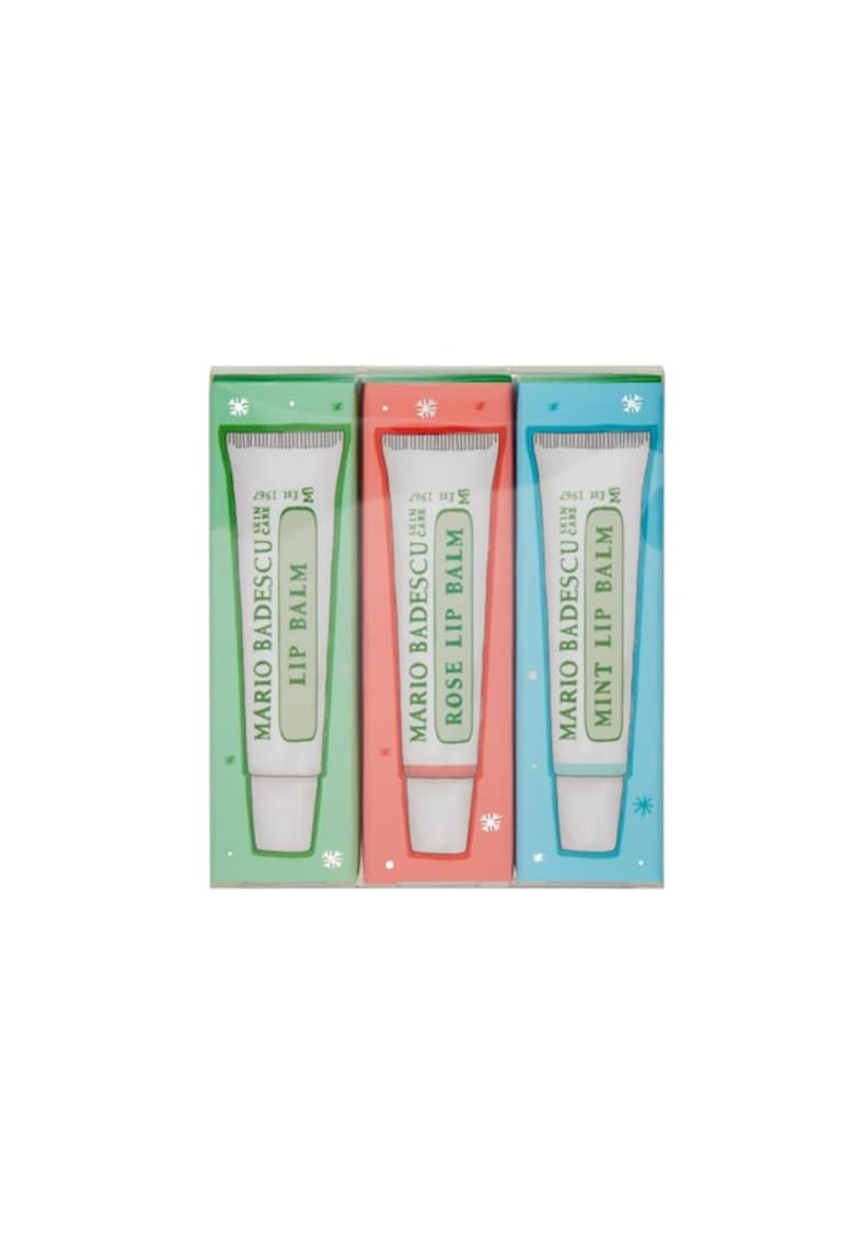 Set balsam de buze Lip Balm Trio - Original 10 g - Trandafir 10 g - Menta 10 g