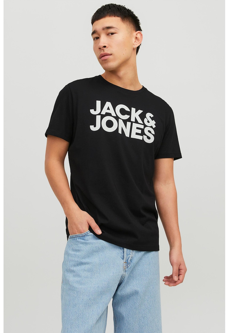 Tricou de bumbac organic cu detaliu cu imprimeu logo cauciucat