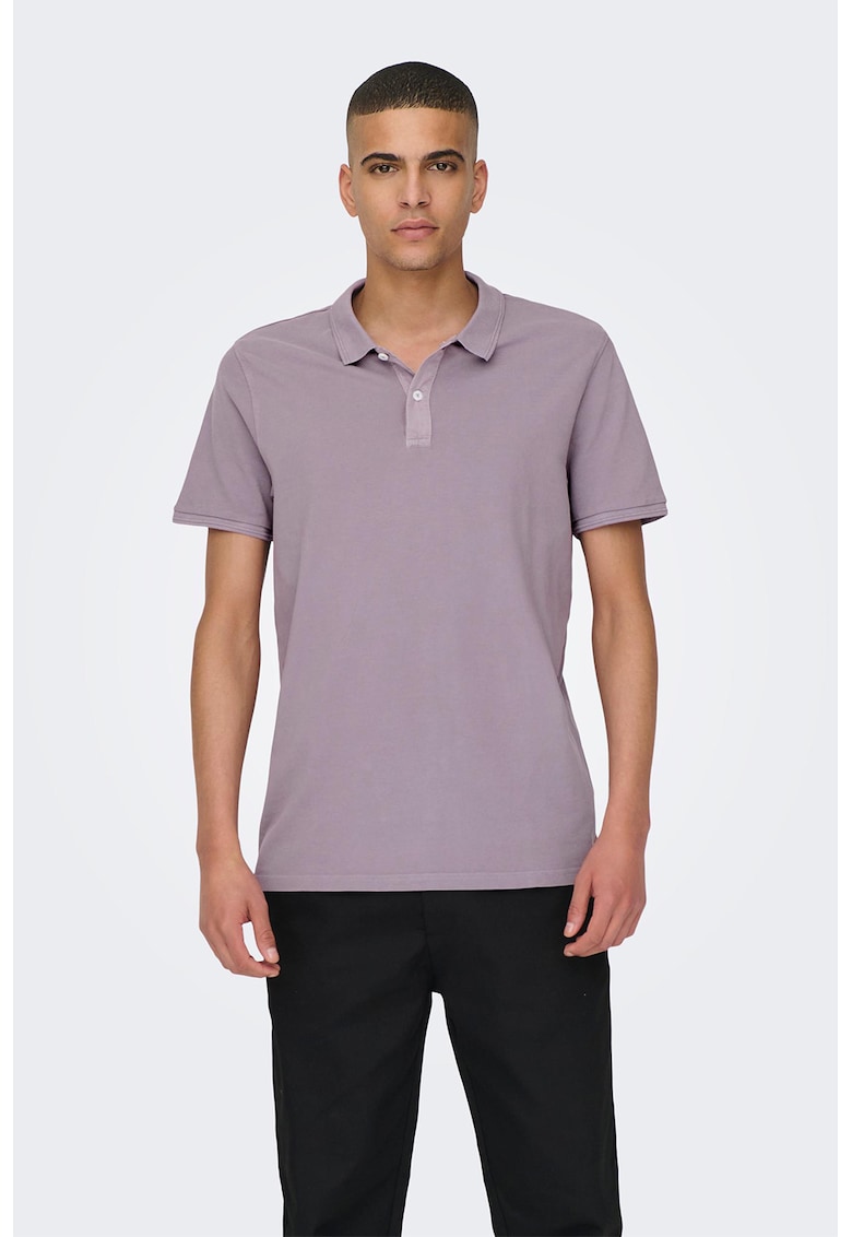 Tricou polo slim fit din material pique Travis