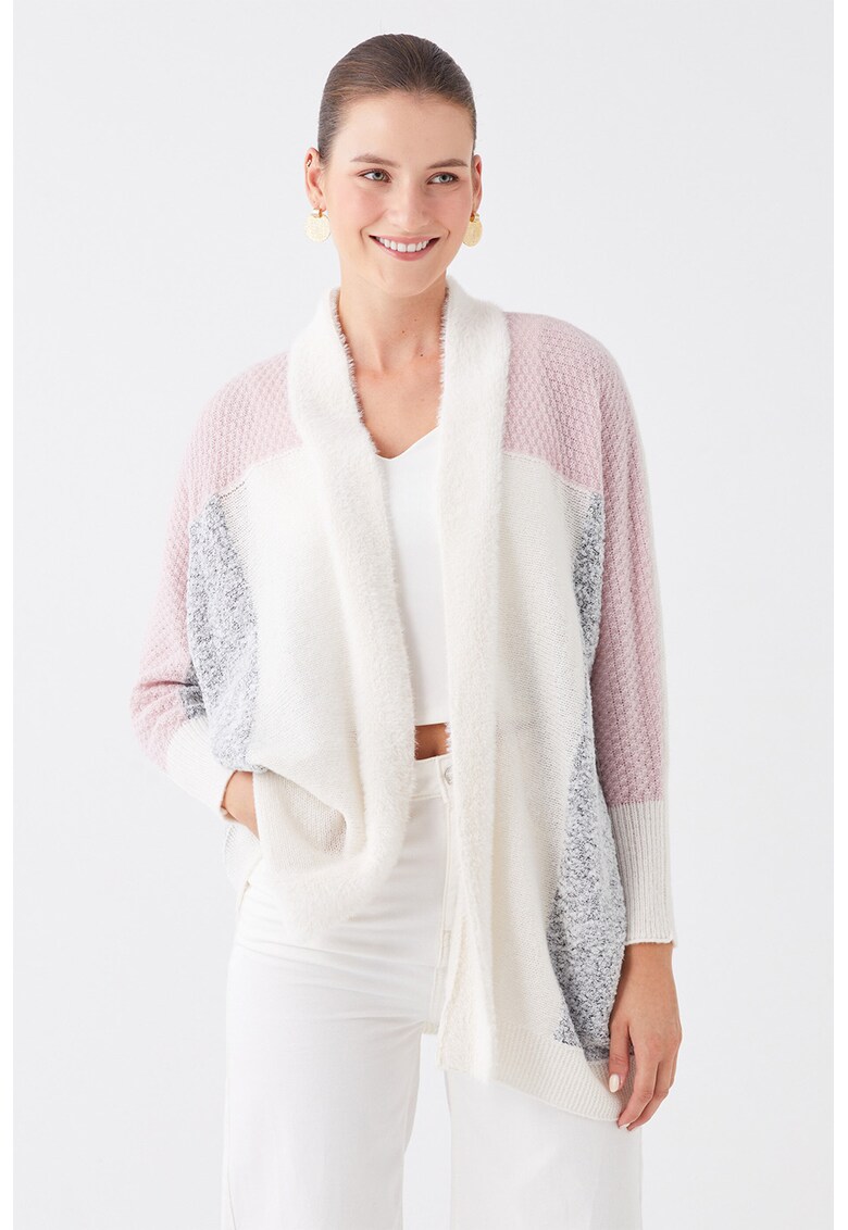 Cardigan cu aspect colorblock