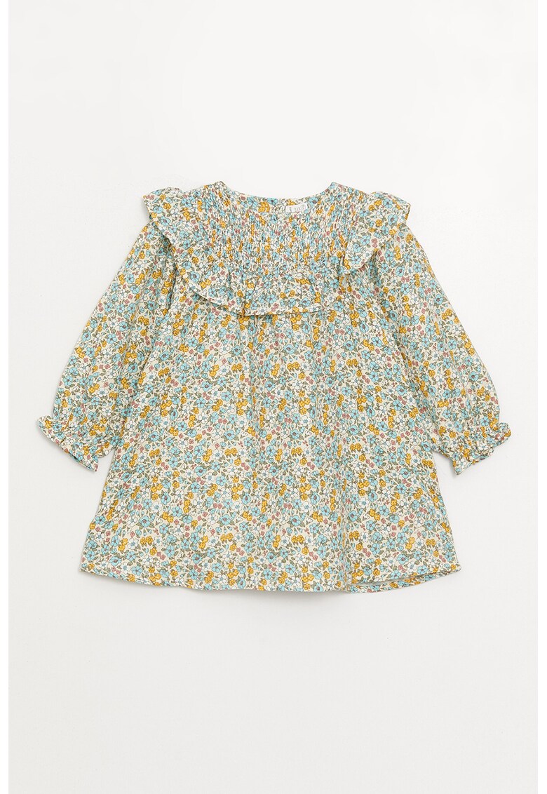 Rochie cu imprimeu floral si garnituri cu volane