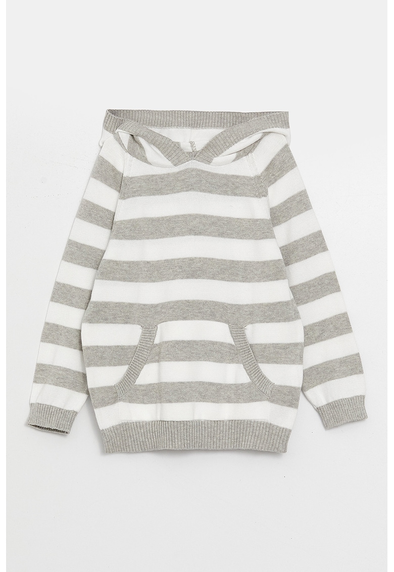 Pulover-hanorac cu model in dungi si buzunar kangaroo