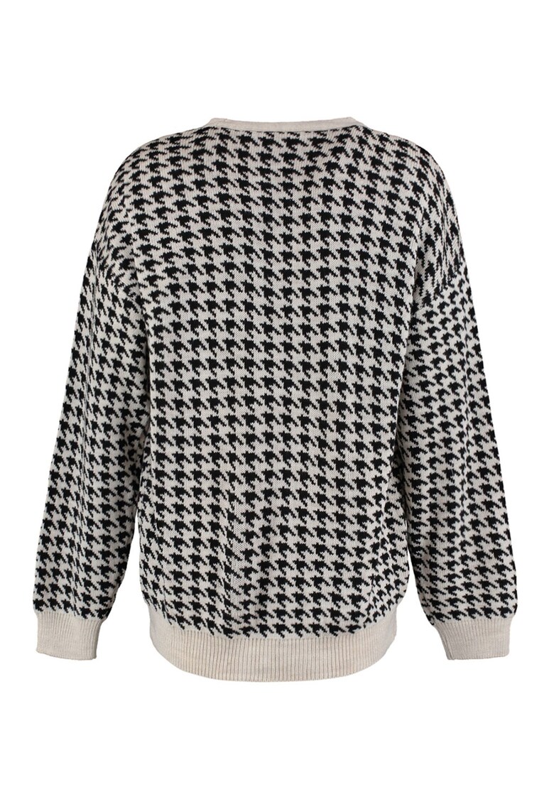 Cardigan cu decolteu in v si model houndstooth