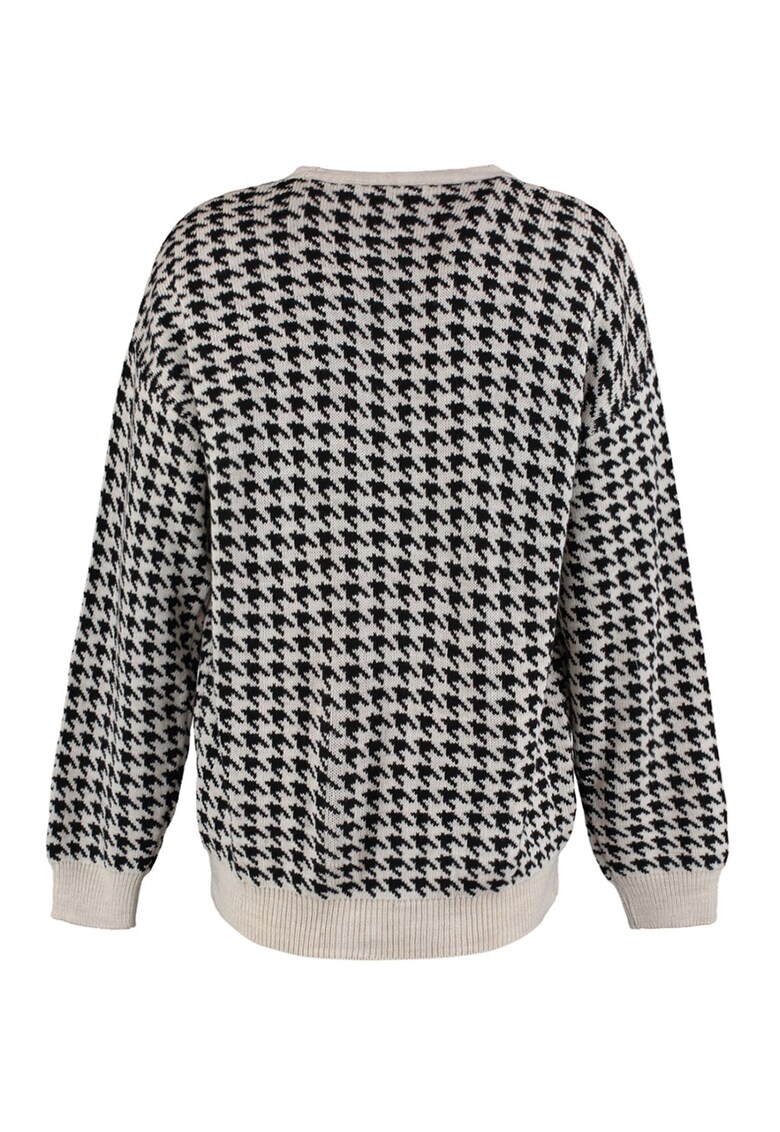 Cardigan cu decolteu in v si model houndstooth