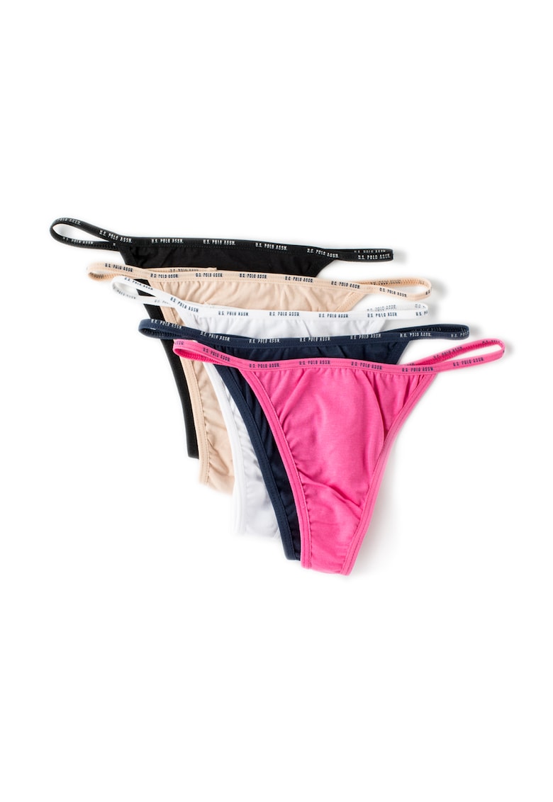 Set de chiloti tanga din amestec de modal - 5 perechi - Multicolor