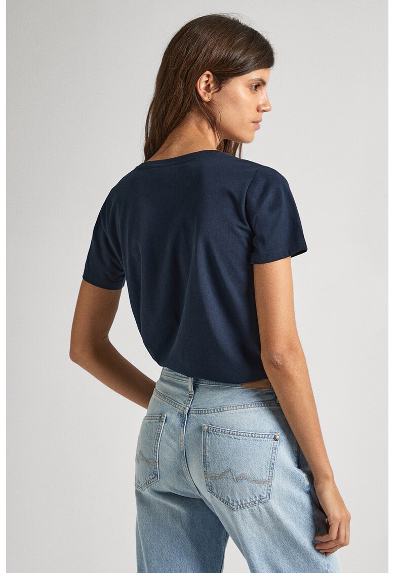 Tricou de bumbac cu decolteu in V Lorette