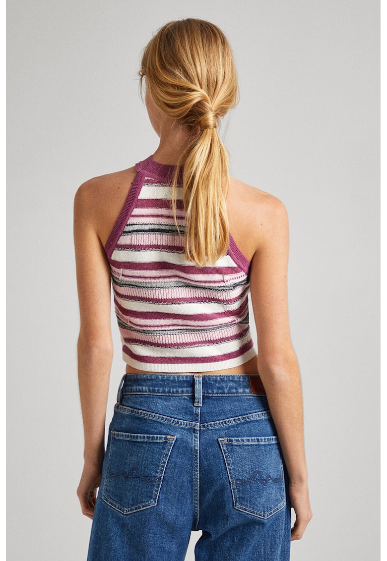 Top crop cu model colorblock