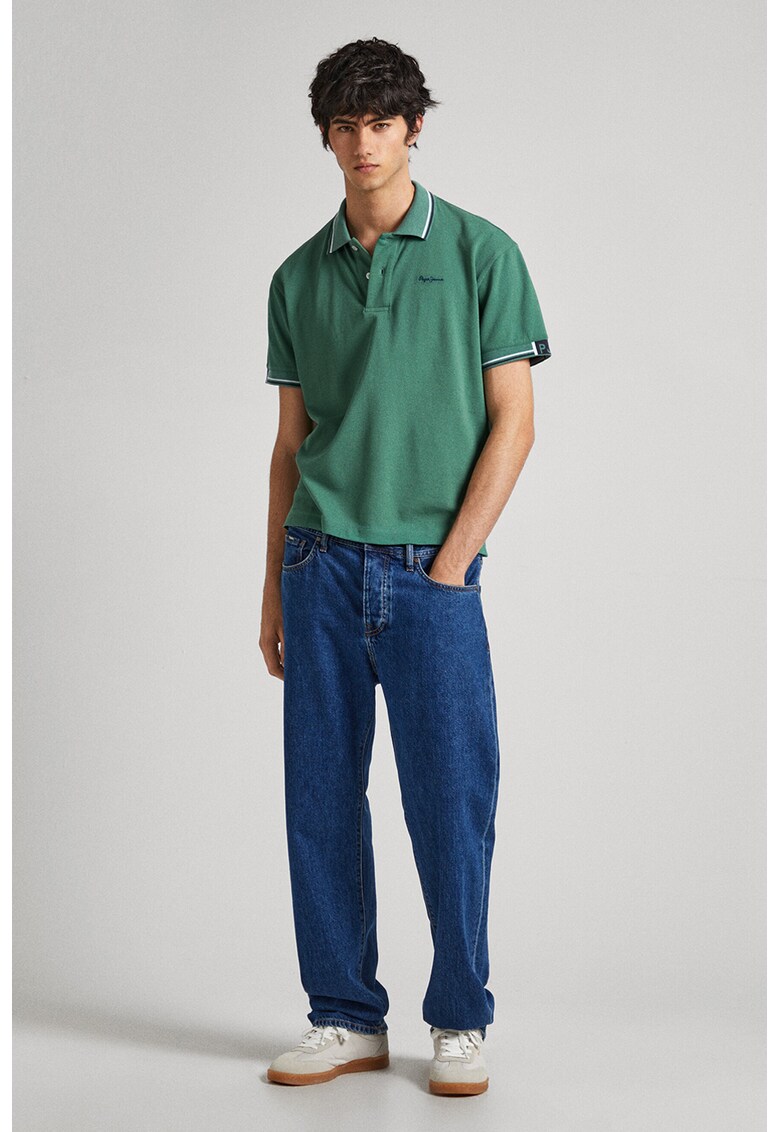 Tricou polo de bumbac cu aspect pique