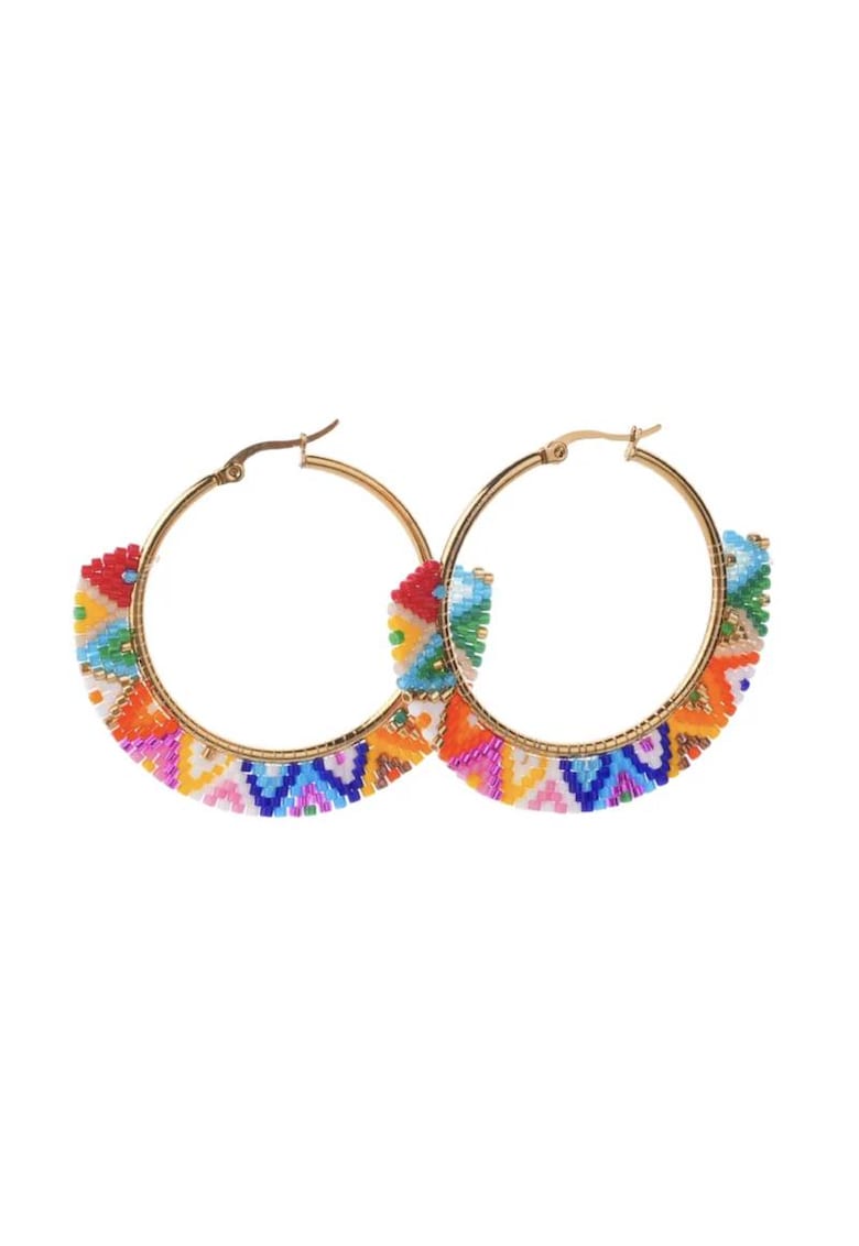 Cercei boho cerc mare din margele Miyuki - 4 cm