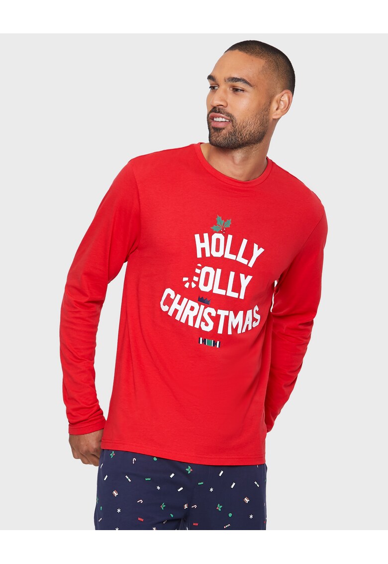 Pijama cu imprimeu Holly Jolly