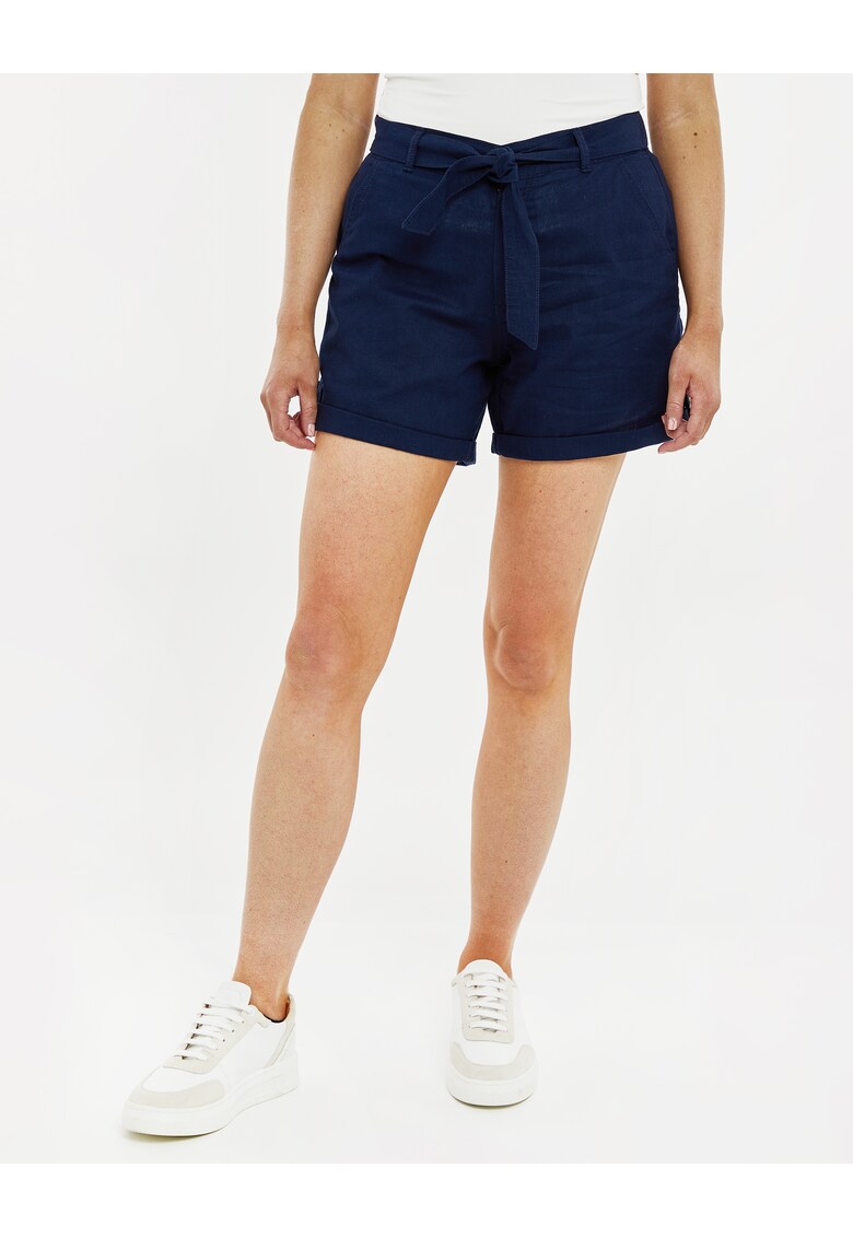 Къс панталон Matcha 3959 с лен и джобове