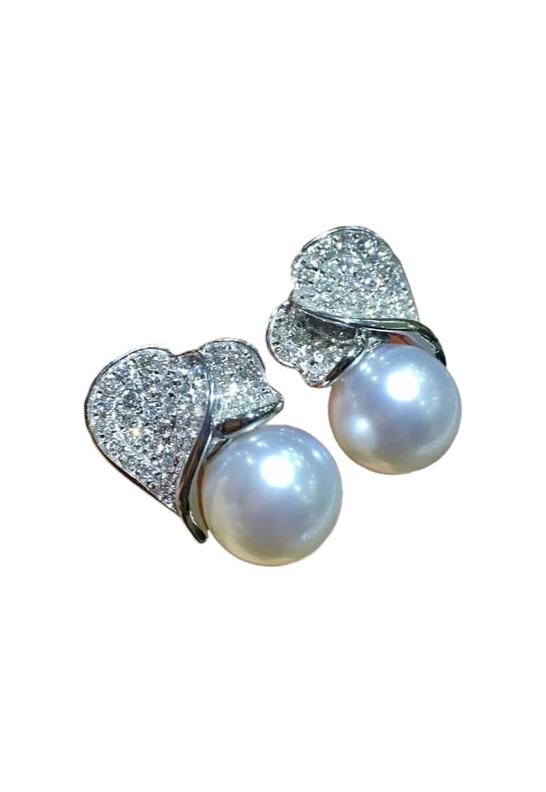 Cercei argintii - cu pietre din zirconiu si perle - Marlen C7 Cercei argintii - cu pietre din zirconiu si perle - Marlen C7