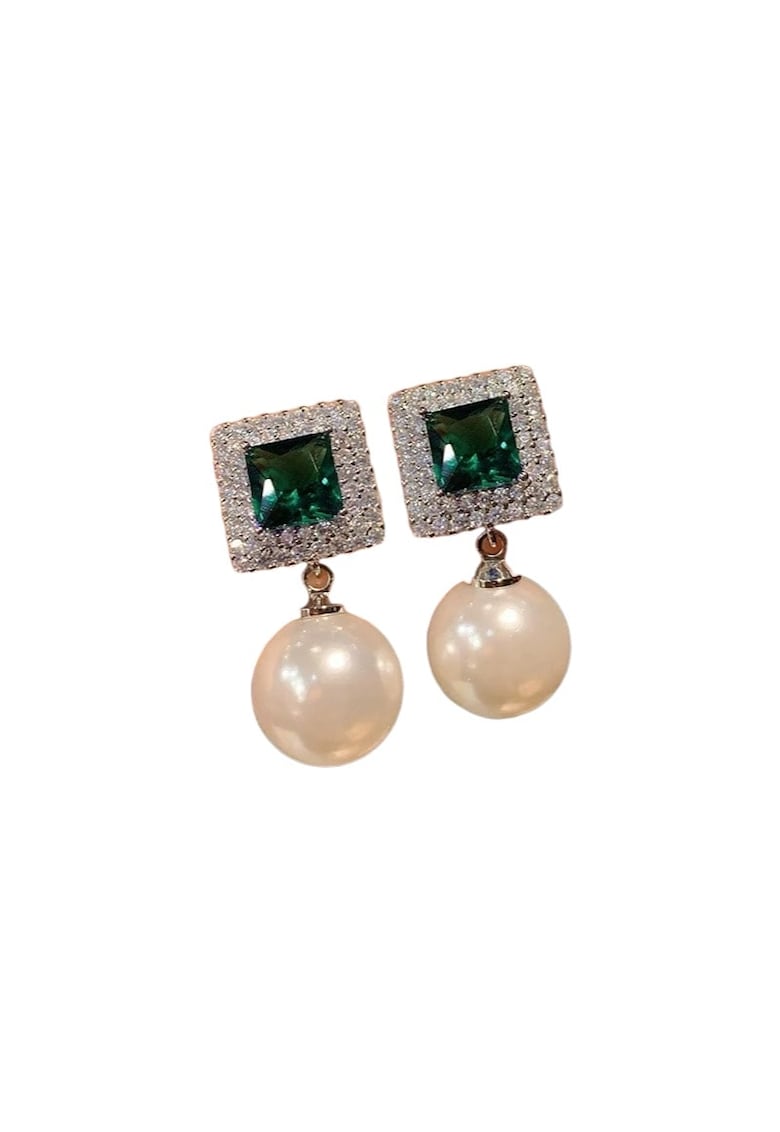 Cercei argintii - cu pietre din zirconiu si perle - Marko C8 Cercei argintii - cu pietre din zirconiu si perle - Marko C8