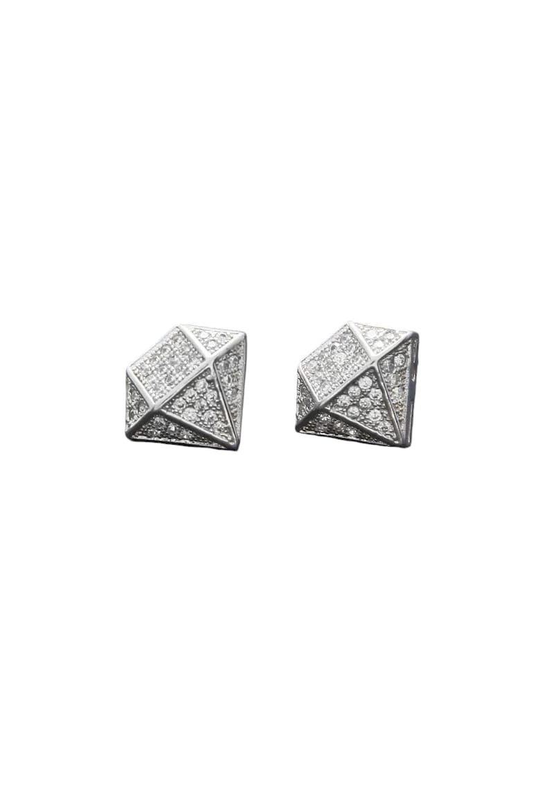 Cercei argintii - forma de diamant - cu pietre din zirconiu - Marken C12