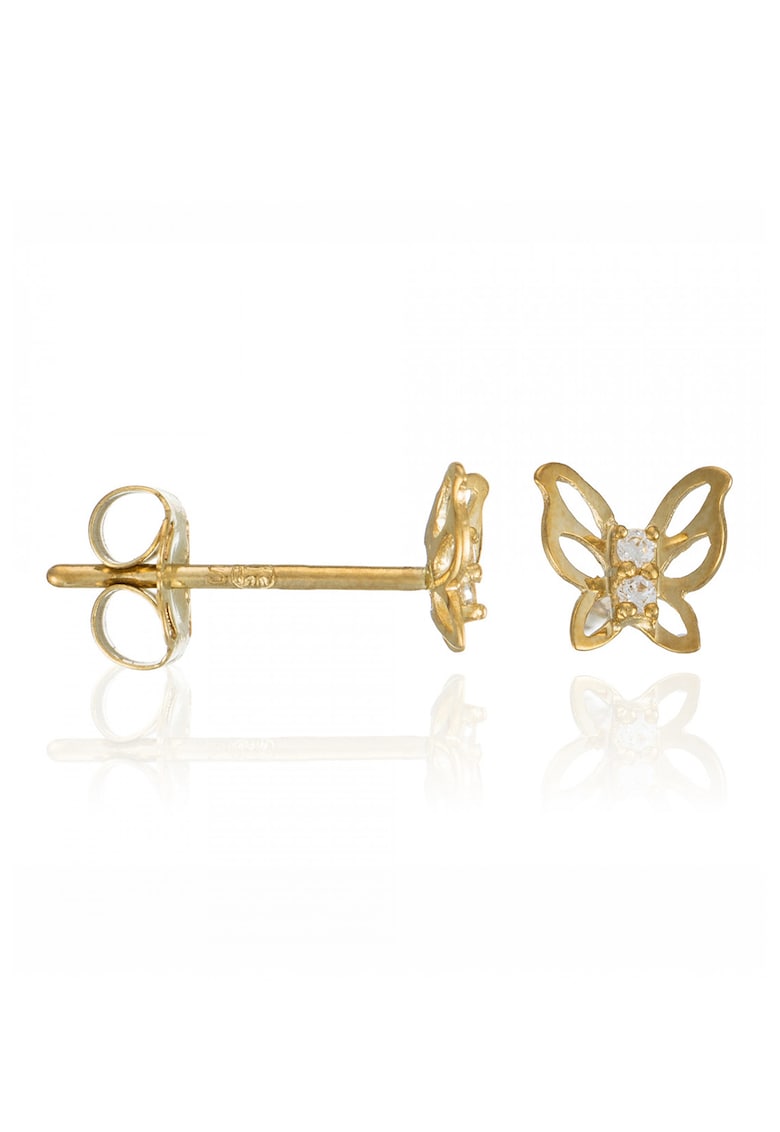 Cercei cu tija - in forma de fluture - din aur de 9K - Auriu