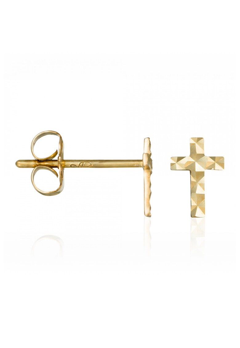 Cercei cu tija in forma de cruce - din aur de 9k