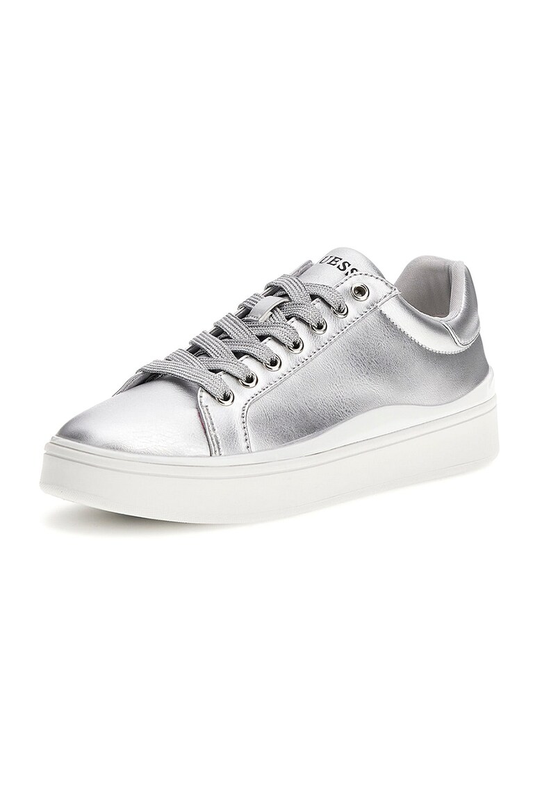 Pantofi sport de piele ecologica cu aspect metalic