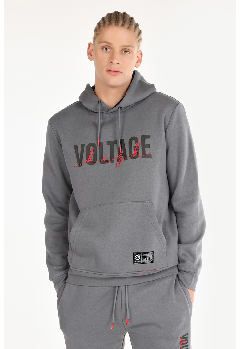 Hanorac cu imprimeu text si buzunar kangaroo Hanorac cu imprimeu text si buzunar kangaroo