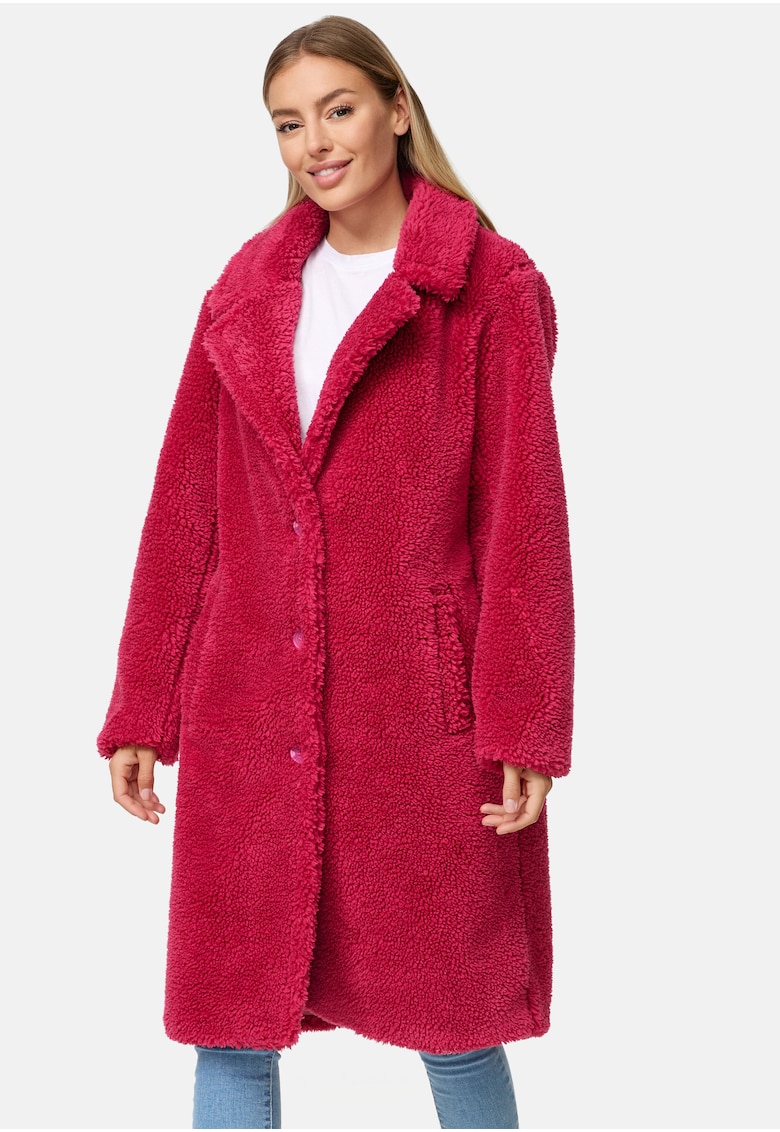 Пухено палто със скосени джобове