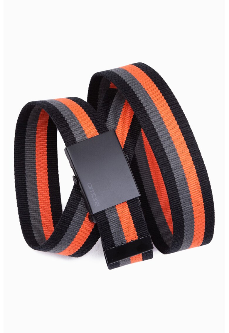 Curea cu catarama tip placuta - Negru/Portocaliu mandarina