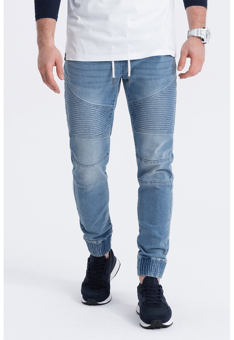 Pantaloni jogger de denim cu snururi