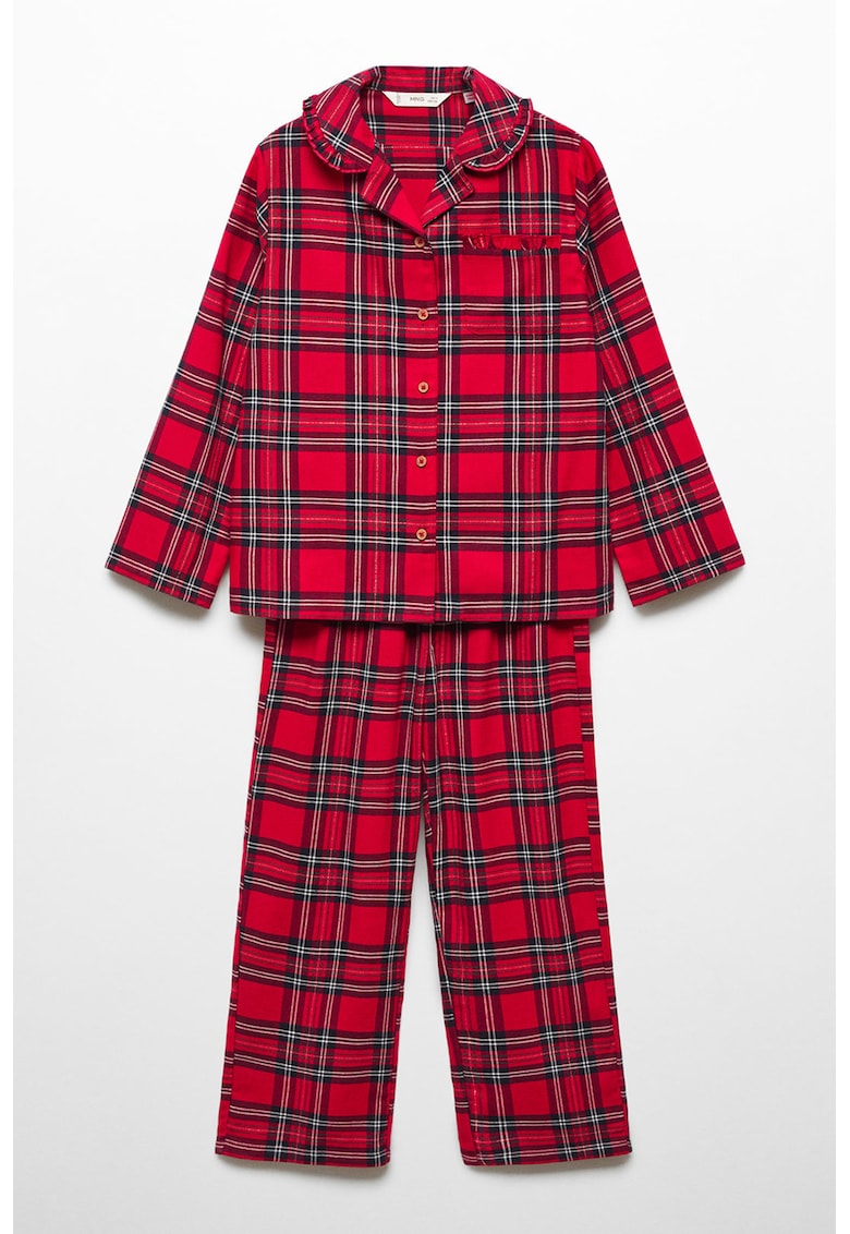 Pijama cu pantaloni lungi cu model in carouri Noel