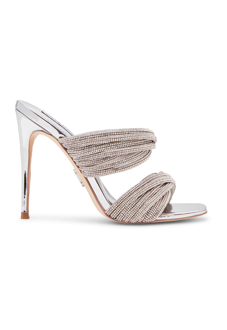 Papuci cu toc si strasuri Novel - Argintiu