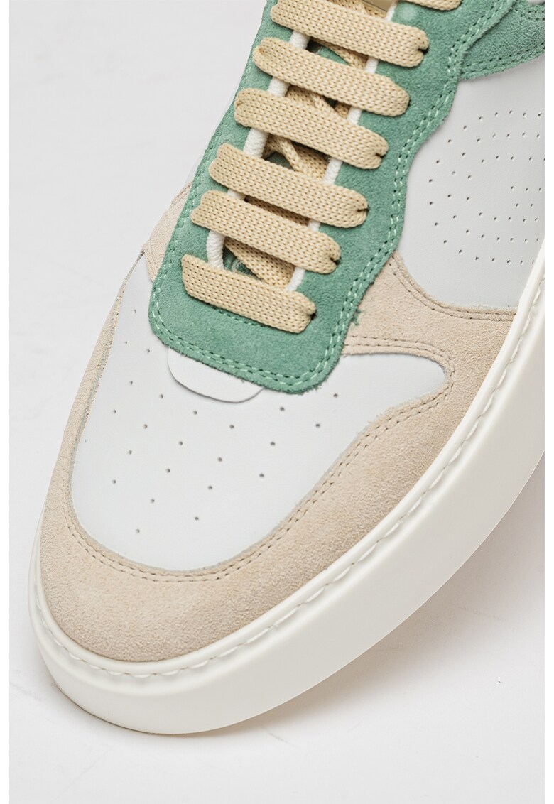 Pantofi sport cu model colorblock si garnituri de piele intoarsa