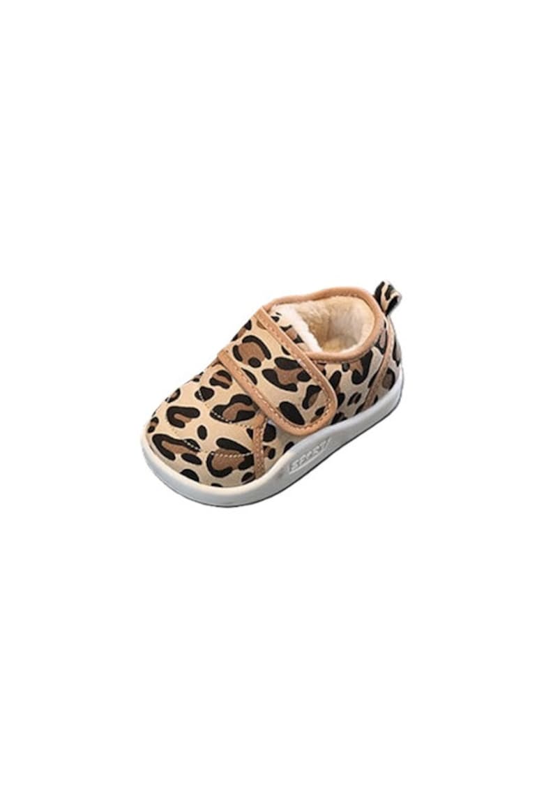 Pantofi Imblaniti - Model Animal Print - Textil - Fete - Velcro - Multicolor
