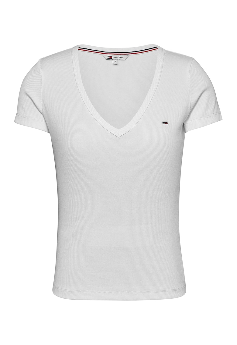 Tricou slim fit cu decolteu in V