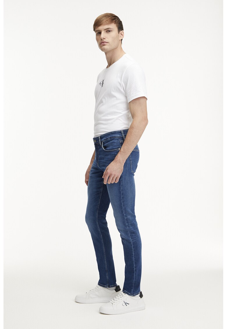 Blugi slim fit cu 5 buzunare - Albastru