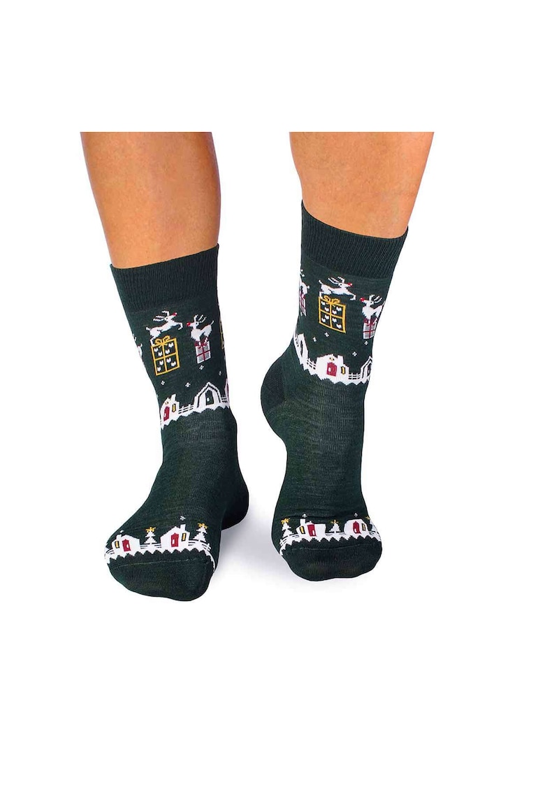 Sosete calduroase din lana merino Presents Verde