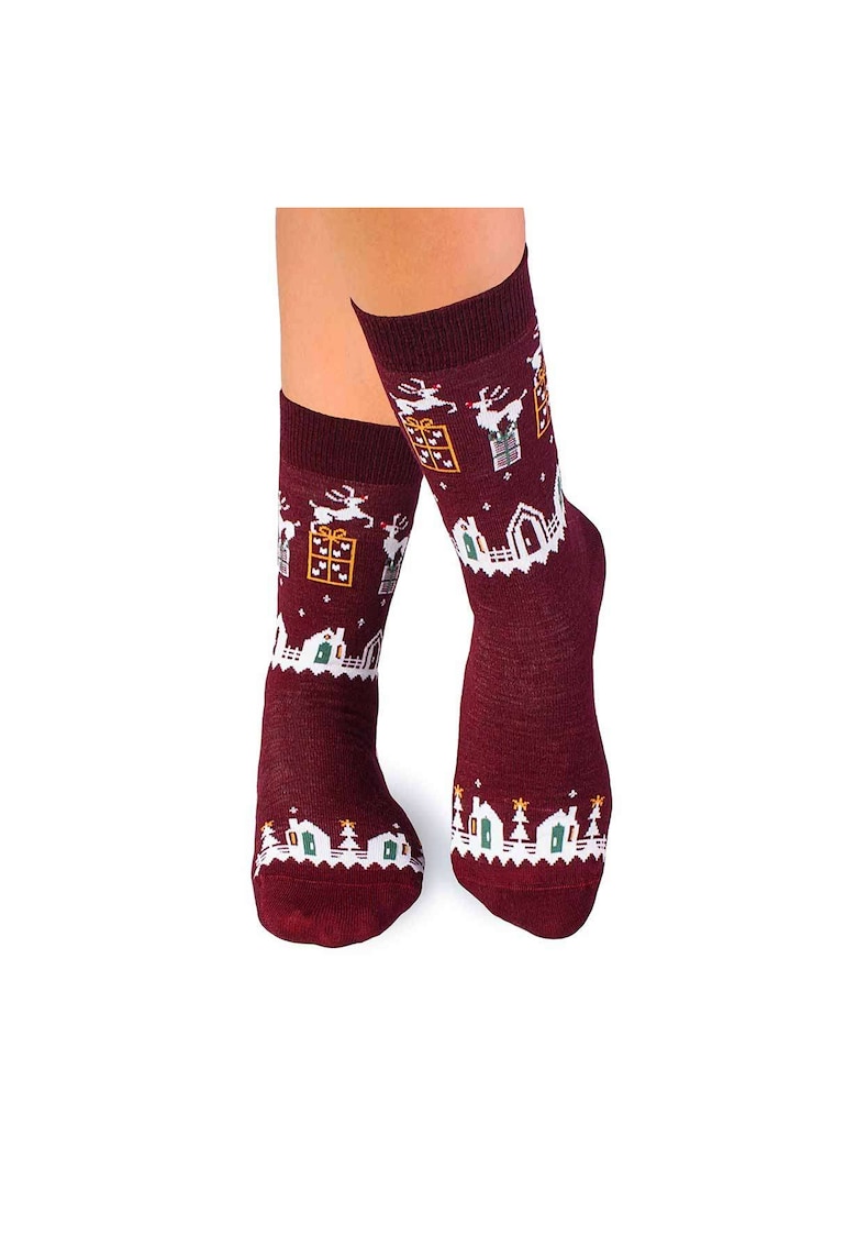 Sosete calduroase din lana merino Presents Bordeaux