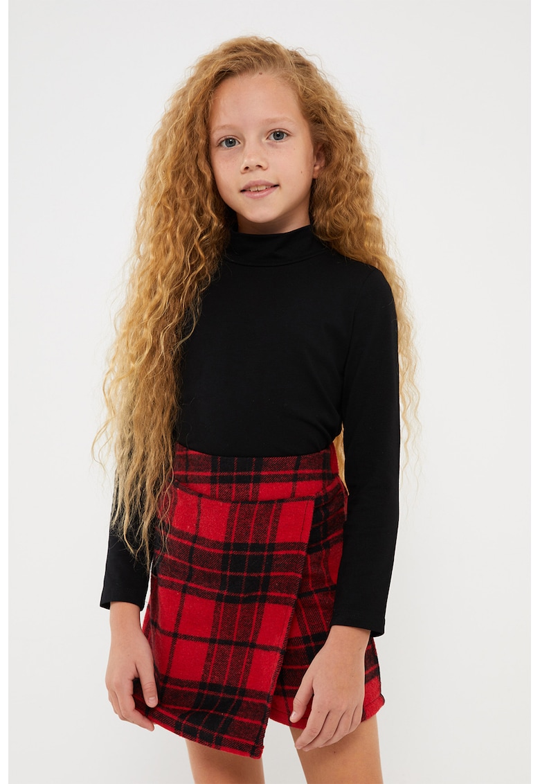 Bluza din amestec de bumbac cu guler scurt